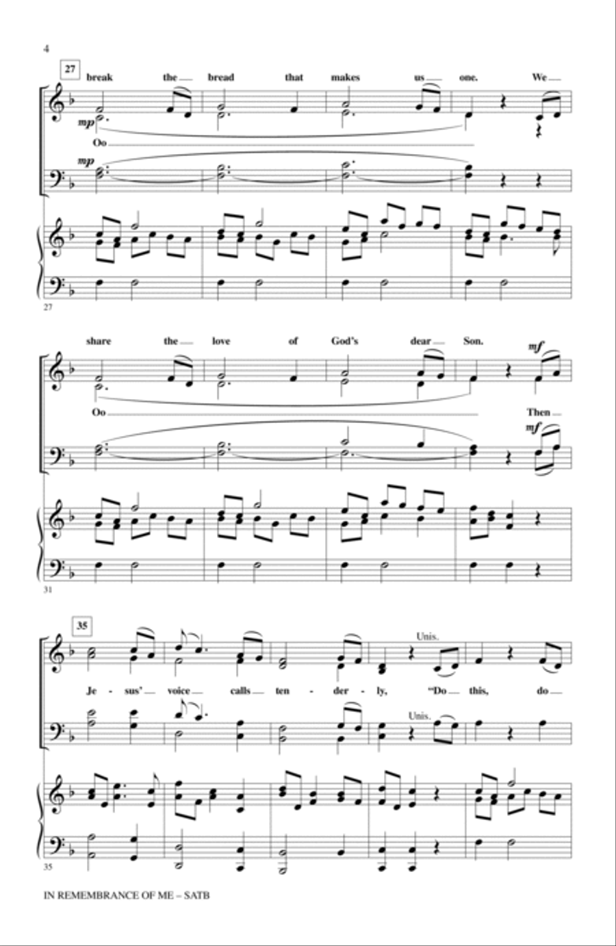 In Remembrance Of Me 4-Part scores gallery preview page 3