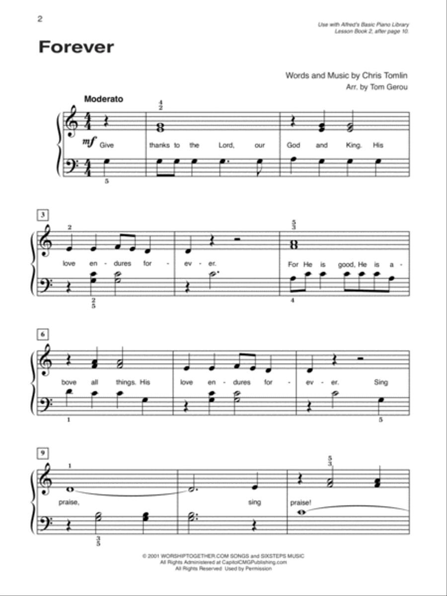 Alfred's Basic Piano Course Praise Hits, Level 2 Piano Method scores gallery preview page 2