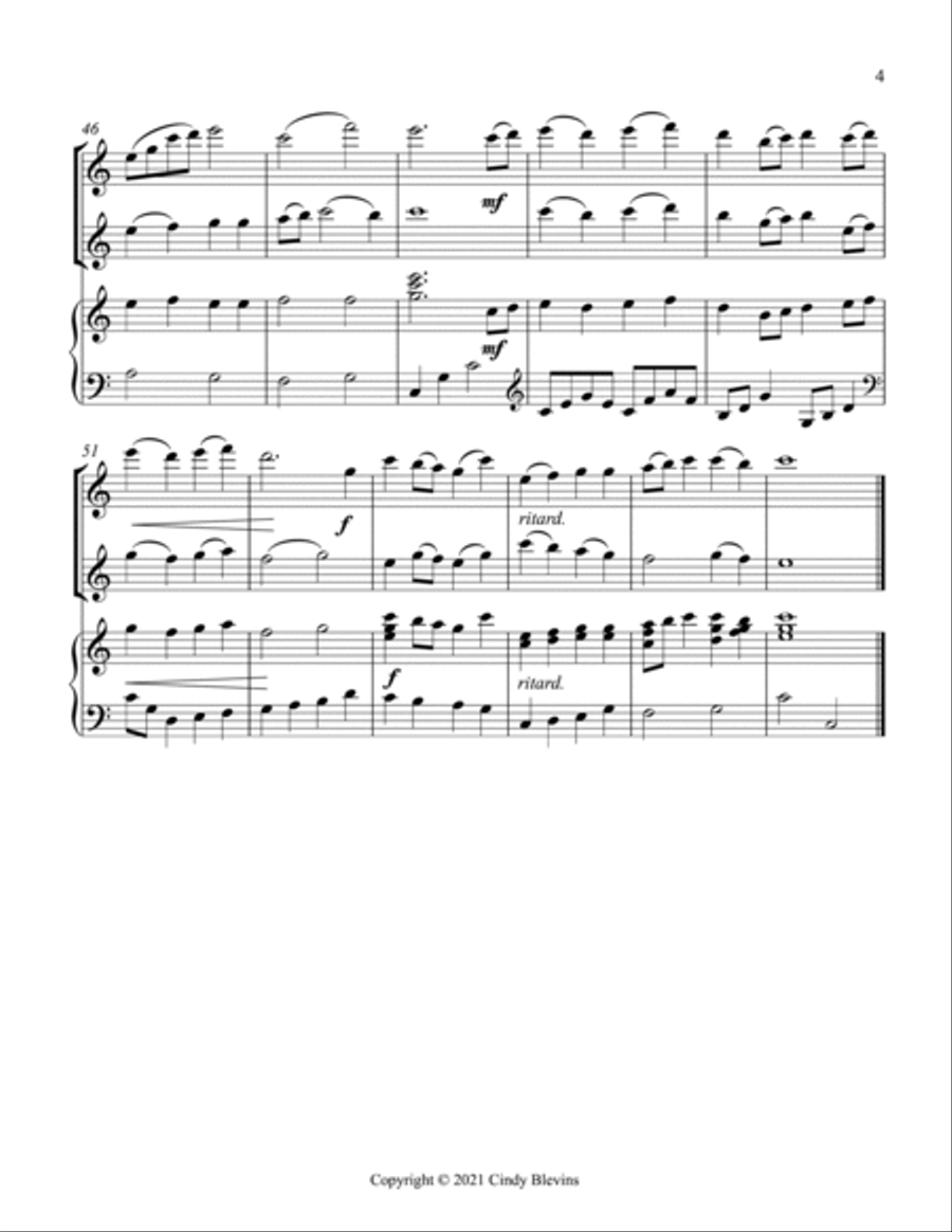 I Sing the Mighty Power Of God, Two Flutes and Harp Flute Duet scores gallery preview page 5
