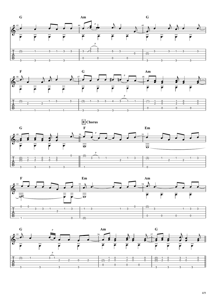 Ride Like The Wind Guitar Tablature scores gallery preview page 4