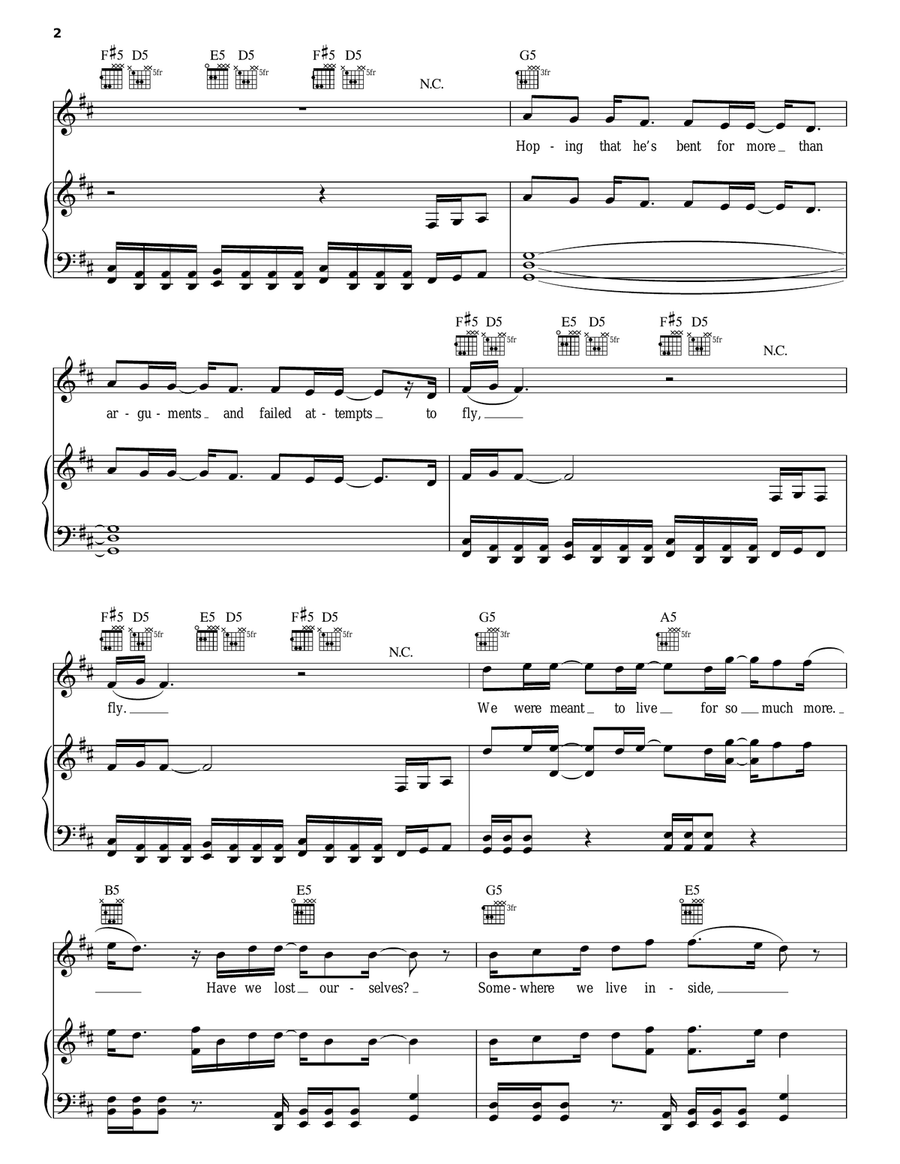 Meant To Live Piano, Vocal, Guitar scores gallery preview page 2
