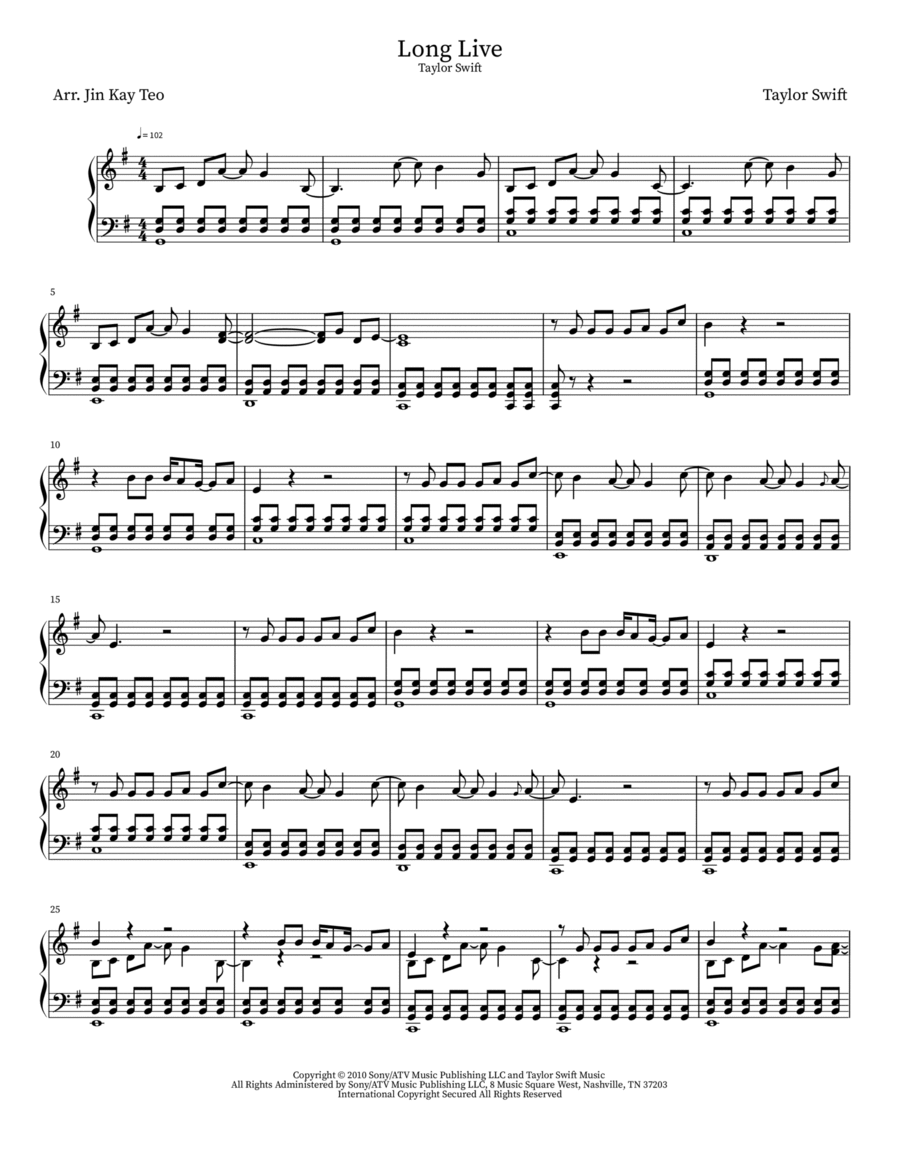 Long Live Piano Solo scores gallery preview page 1
