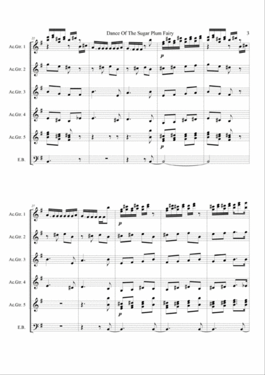Dance of the Sugar Plum Fairy Guitar Ensemble scores gallery preview page 3