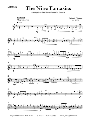 Gibbons: The Nine Fantasias for Soprano, Alto & Baritone Sax Trio