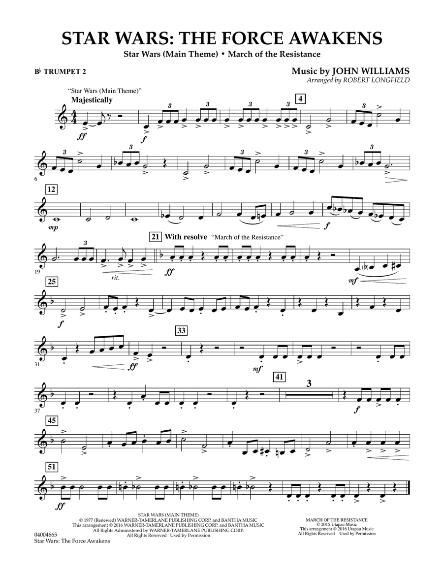 Star Wars: The Force Awakens - Bb Trumpet 2 Concert Band scores gallery preview page 1