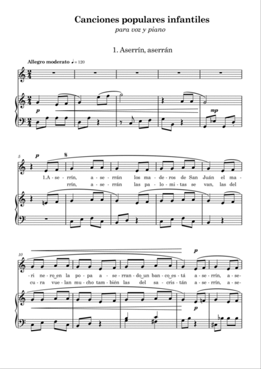 Melodías populares infantiles para voz y piano Voice scores gallery preview page 4