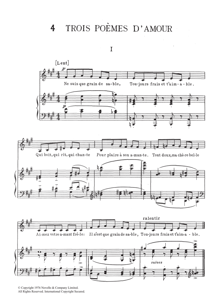 Trois Poemes d'Amour Piano Solo scores gallery preview page 1