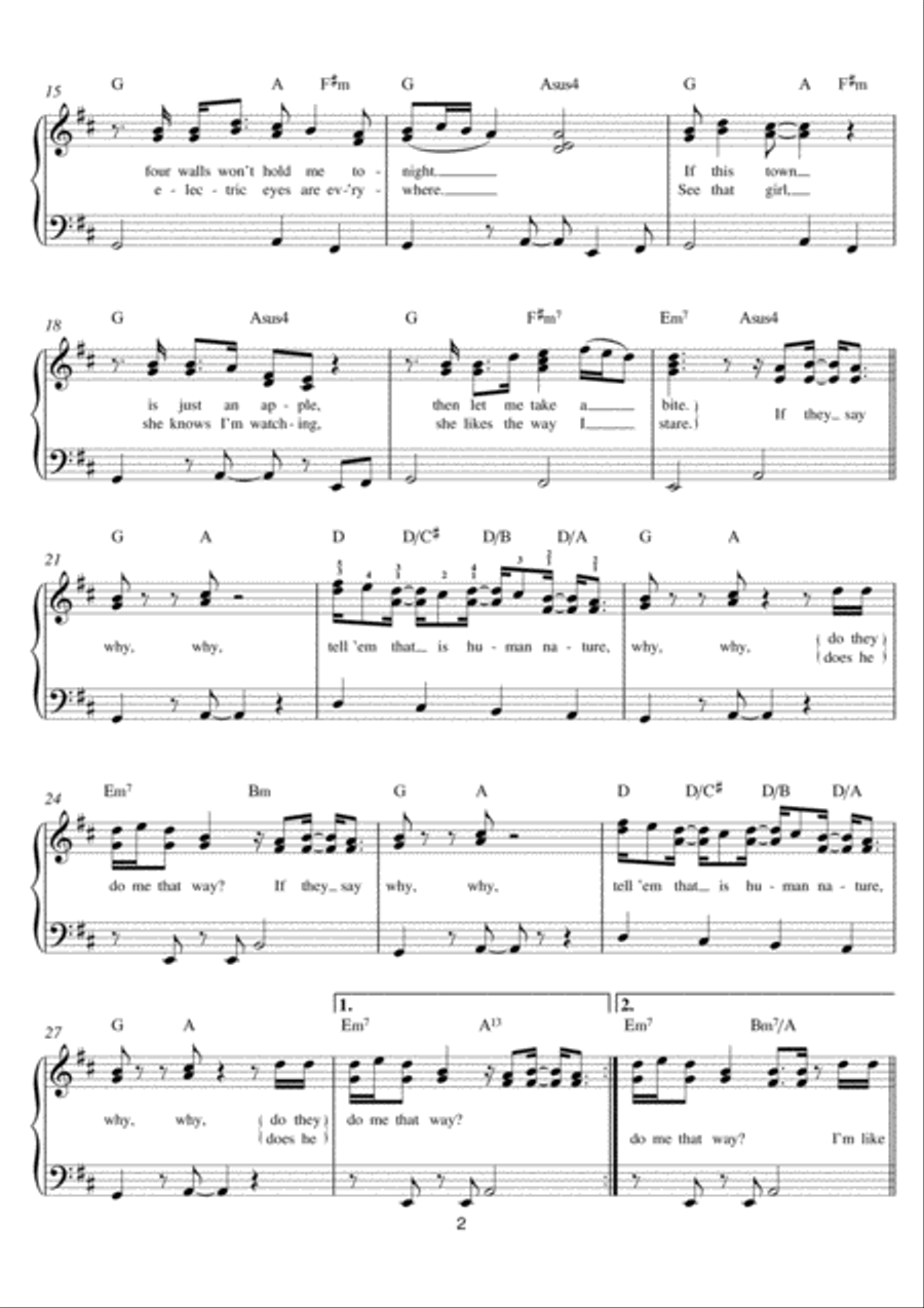 Human Nature Easy Piano scores gallery preview page 2