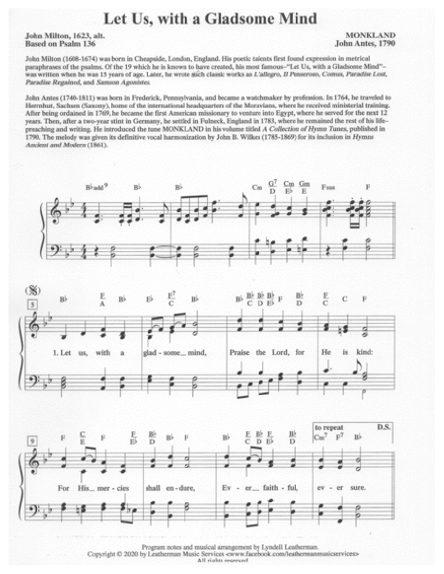 Let Us, with a Gladsome Mind Piano Solo scores gallery preview page 1