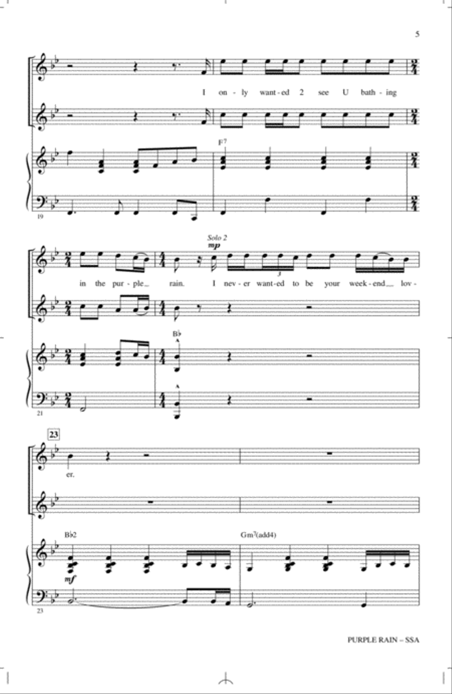 Purple Rain (arr. Mac Huff) SSA scores gallery preview page 4