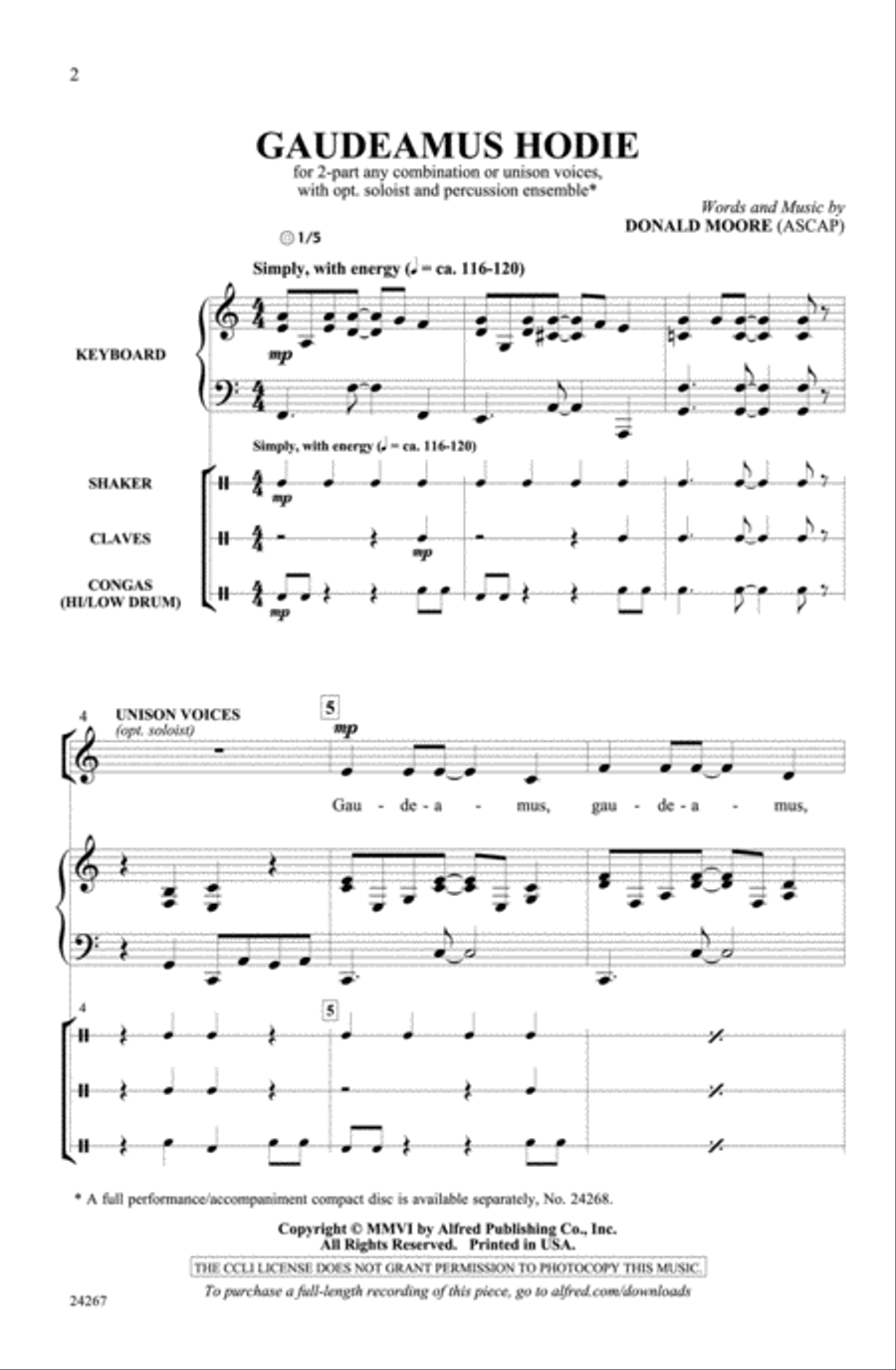 Gaudeamus Hodie Gaudeamus Hodie 2-Part scores gallery preview page 1