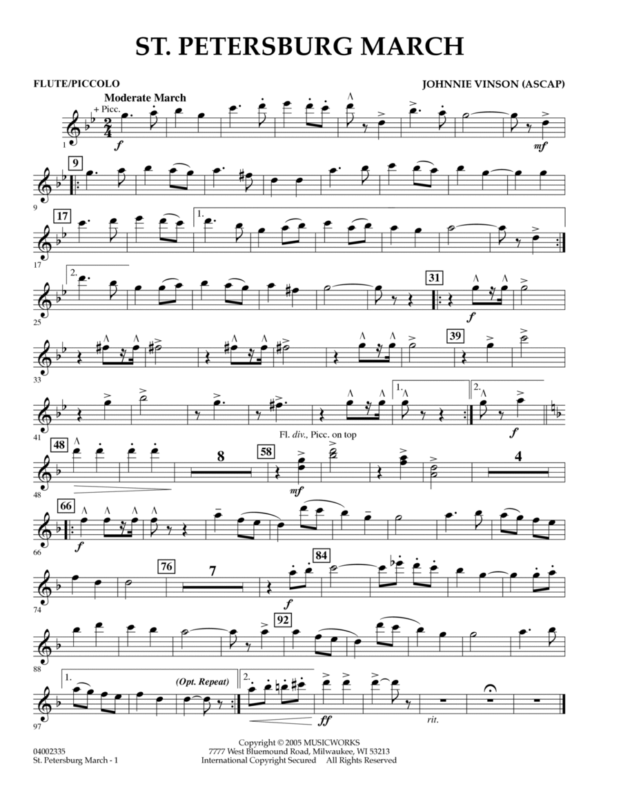St. Petersburg March - Piccolo/Flute Piccolo scores gallery preview page 1