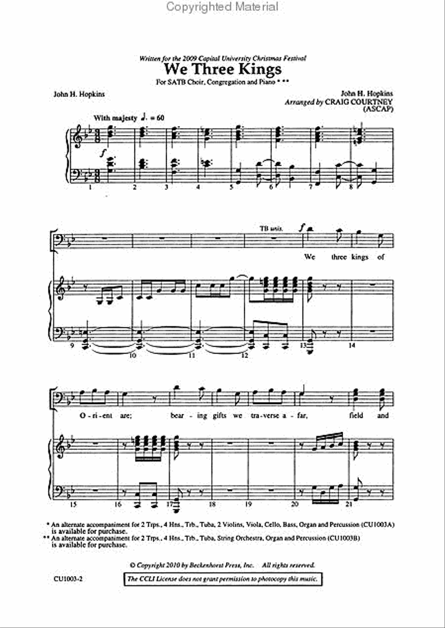 We Three Kings - Courtney 4-Part scores gallery preview page 2