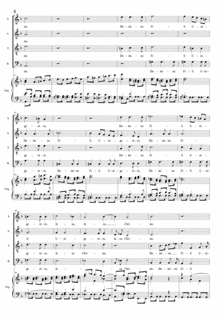 DOMINE FILI UNIGENITE - From "Gloria - RV 589 - Vivaldi" - Arr. for SATB Choir and Organ image number null