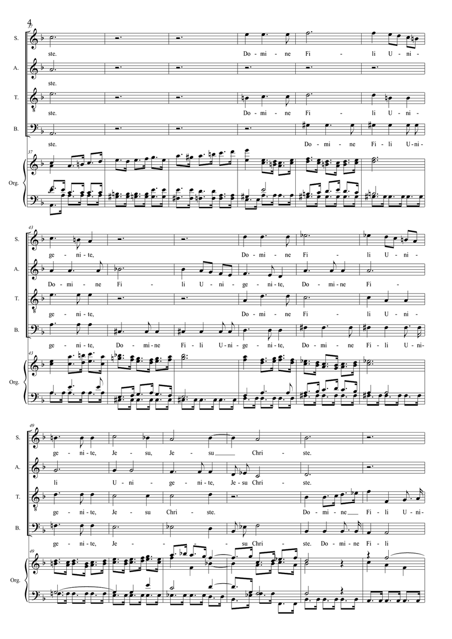 DOMINE FILI UNIGENITE - From "Gloria - RV 589 - Vivaldi" - Arr. for SATB Choir and Organ image number null