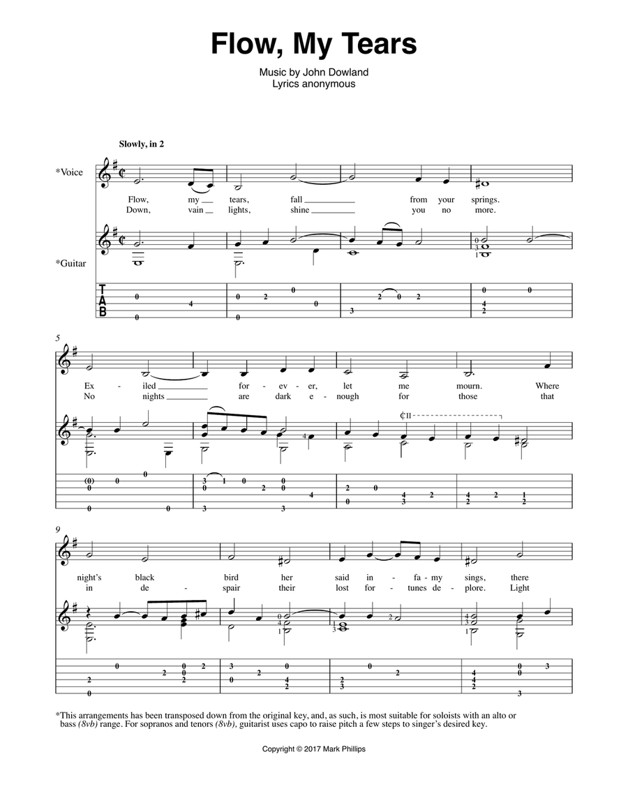 Flow, My Tears Classical Guitar scores gallery preview page 1