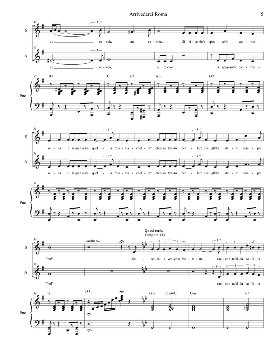 Arrivederci Roma (goodbye To Rome) Alto Voice scores gallery preview page 5