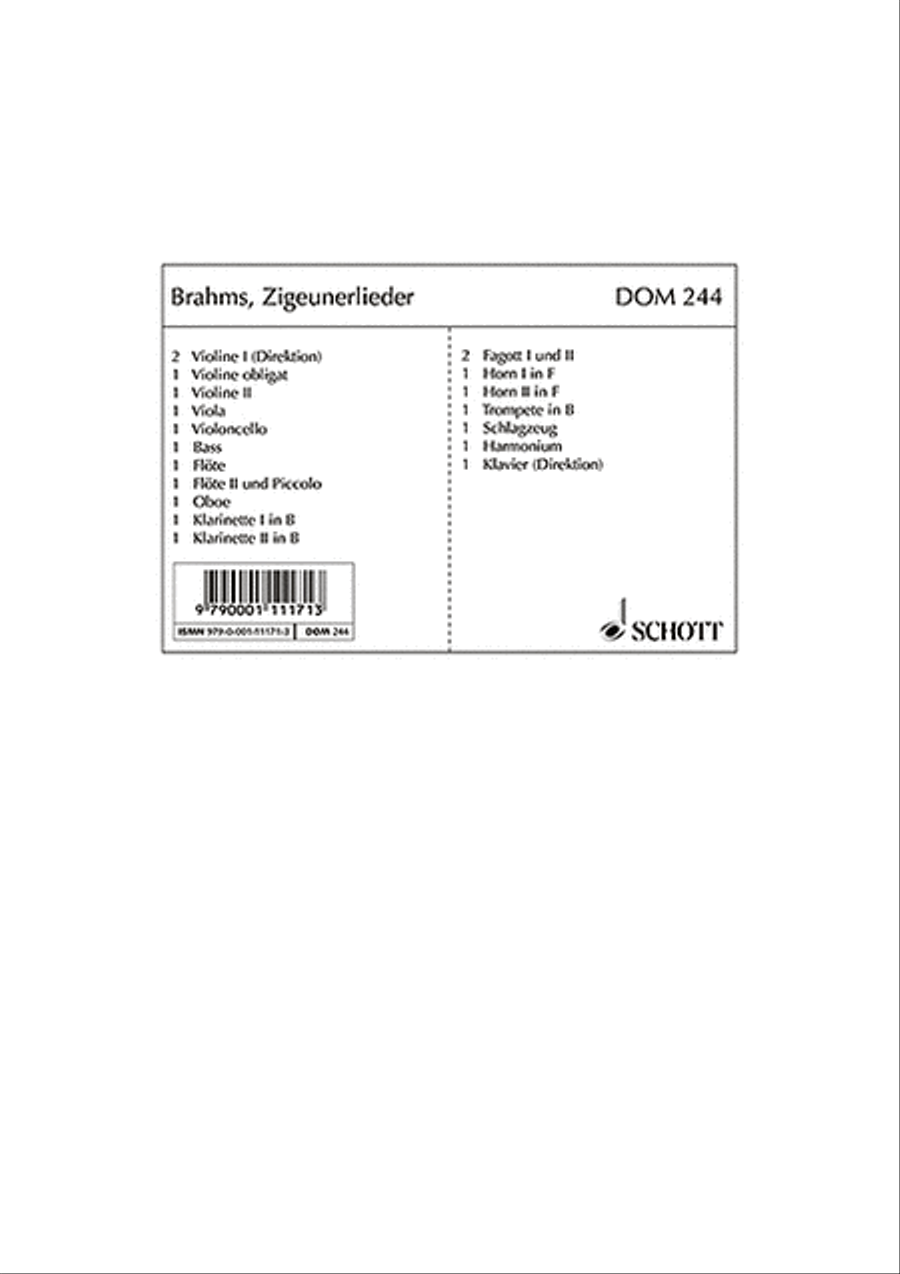 Zigeunerlieder Orchestra scores gallery preview page 1