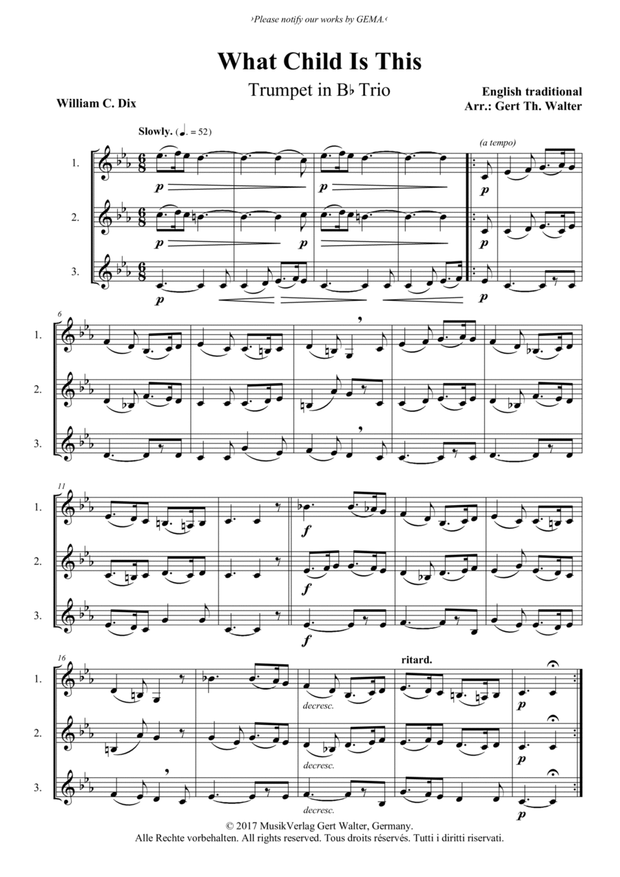 What Child Is This Trumpet Solo scores gallery preview page 1