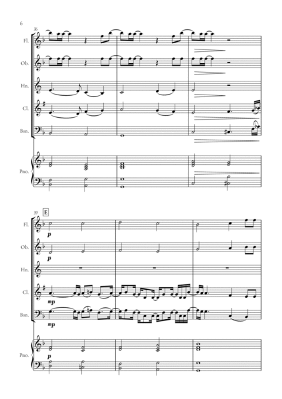 When We Were Young Woodwind Quintet scores gallery preview page 6