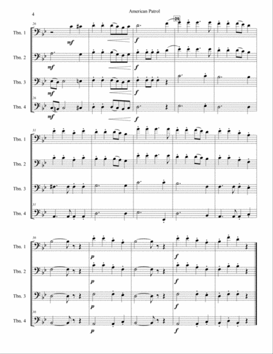 American Patrol for Trombone Quartet American Patrol for Trombone Quartet Trombone Quartet scores gallery preview page 4
