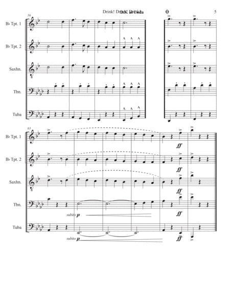 Drink! Drink! Drink! (The Drinking Song) by Mario Lanza Baritone Horn TC - Digital Sheet Music