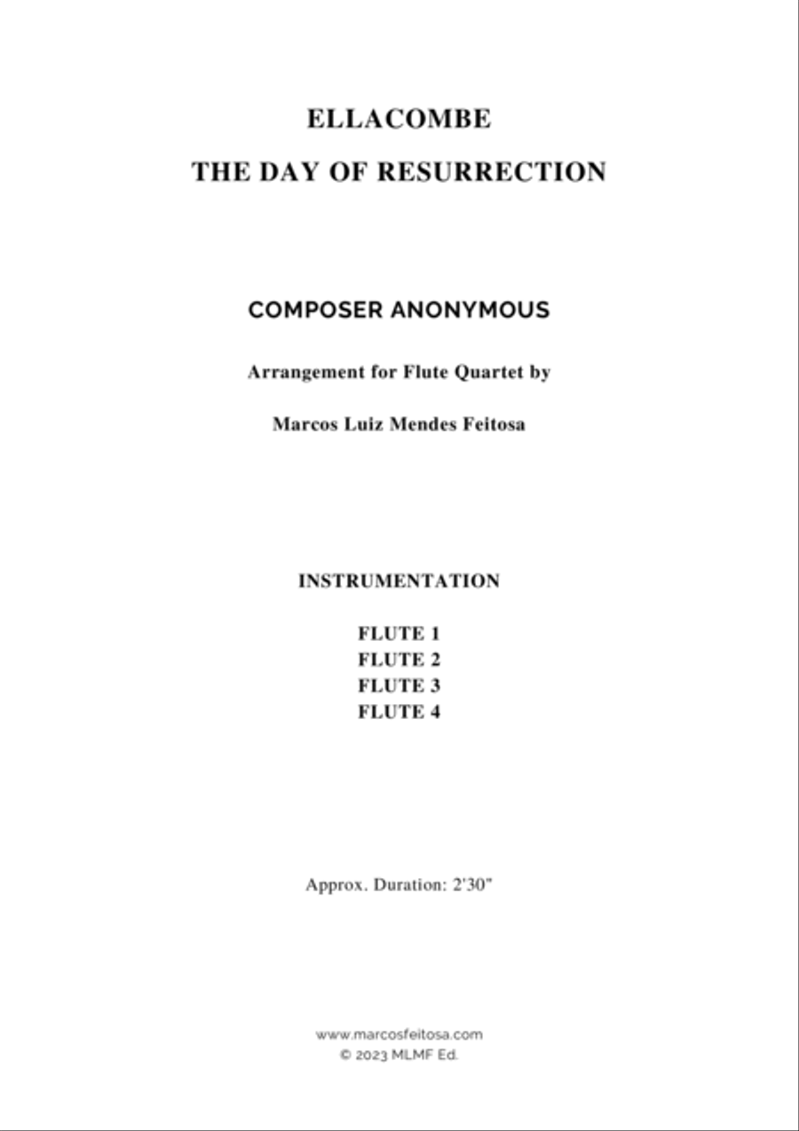 ELLACOMBE (The Day of Resurrection) - Flute Quartet Flute Quartet scores gallery preview page 2