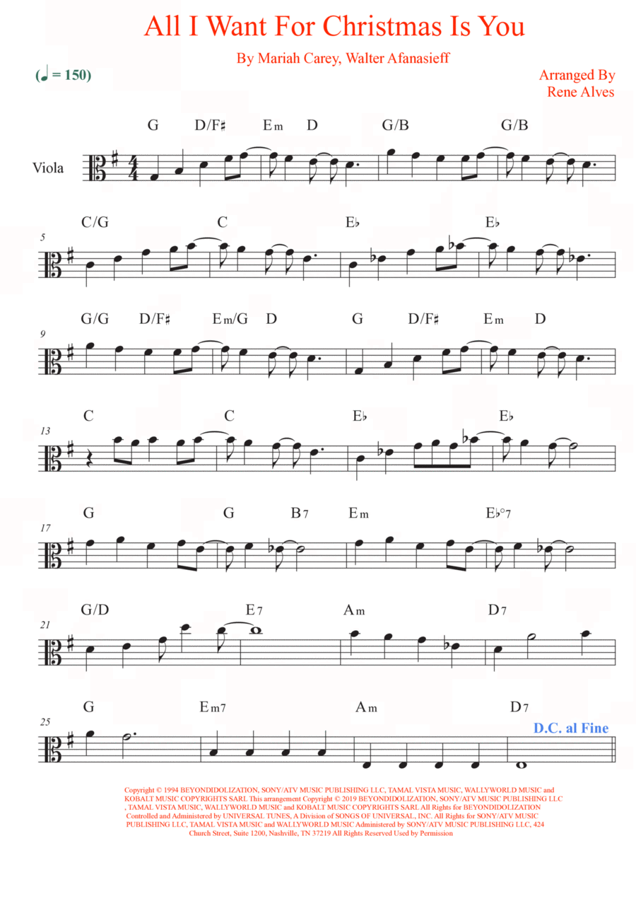 All I Want For Christmas Is You Viola Solo scores gallery preview page 1