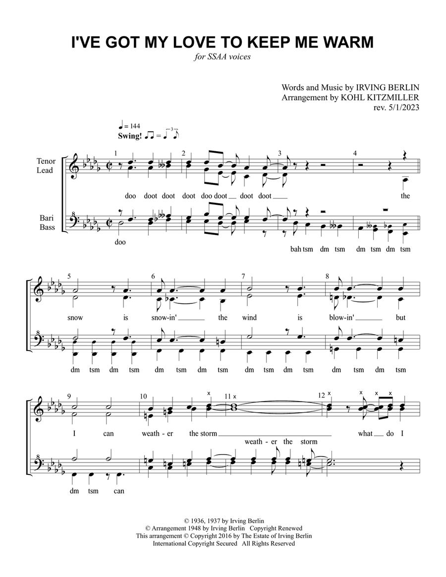 I've Got My Love To Keep Me Warm SSAA scores gallery preview page 2