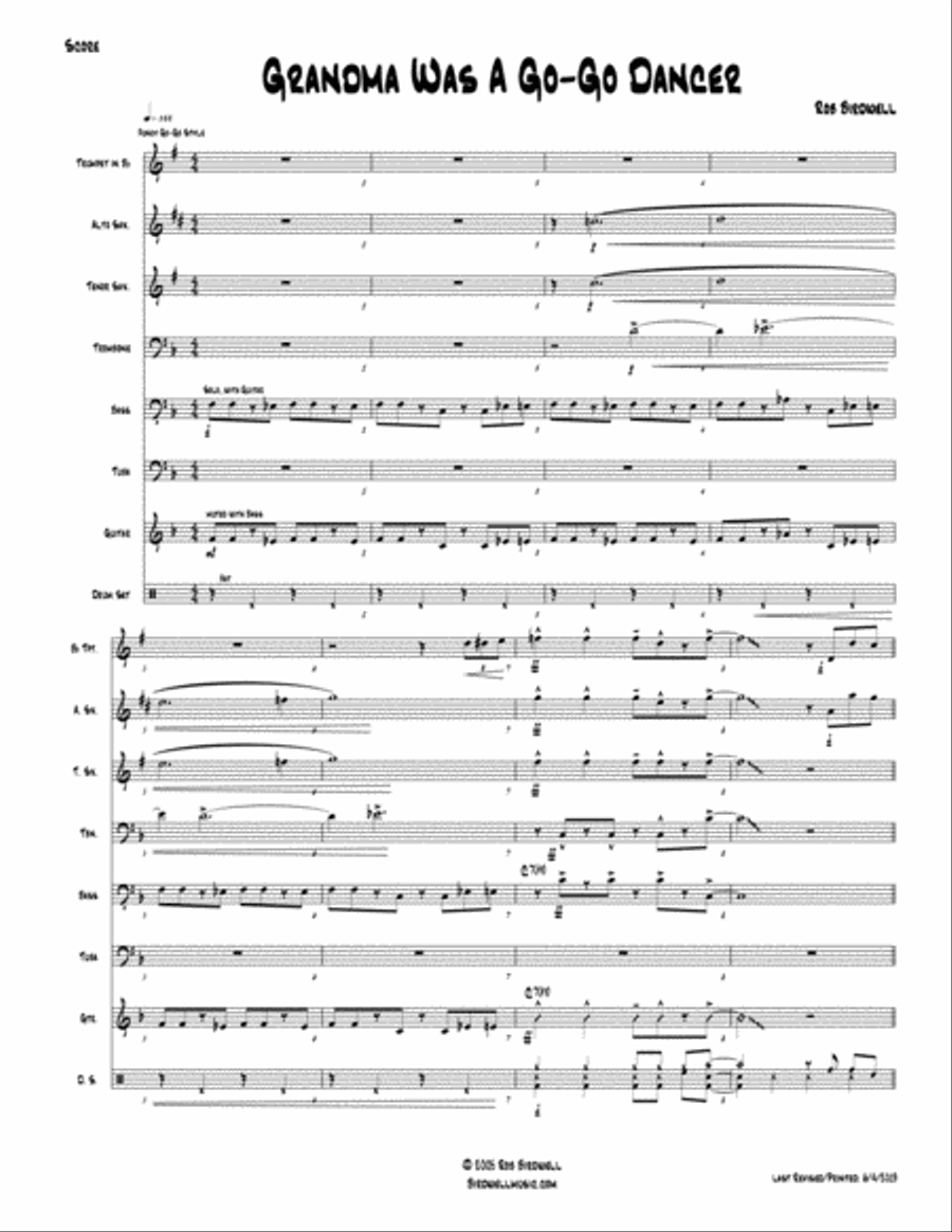 Grandma Was a Go-Go Dancer (septet version / Blowholes) Jazz Ensemble scores gallery preview page 1