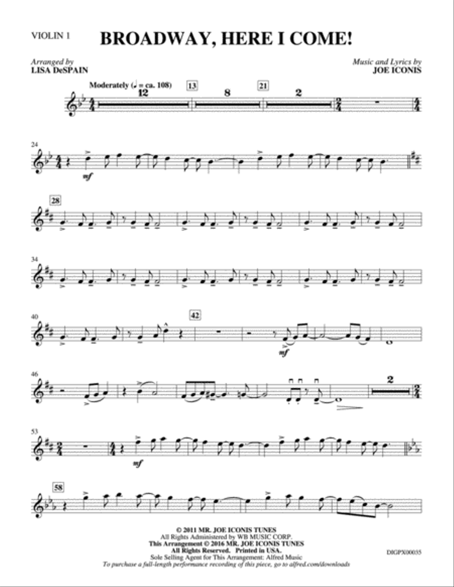 Broadway, Here I Come!: 1st Violin Part scores gallery preview page 1