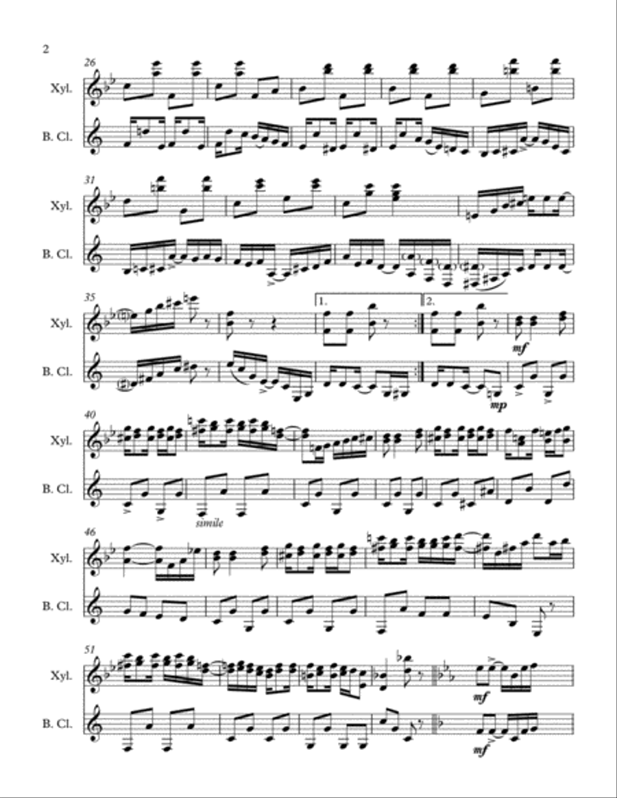 The Easy Winners for Xylophone and Bass Clarinet Bass Clarinet scores gallery preview page 2