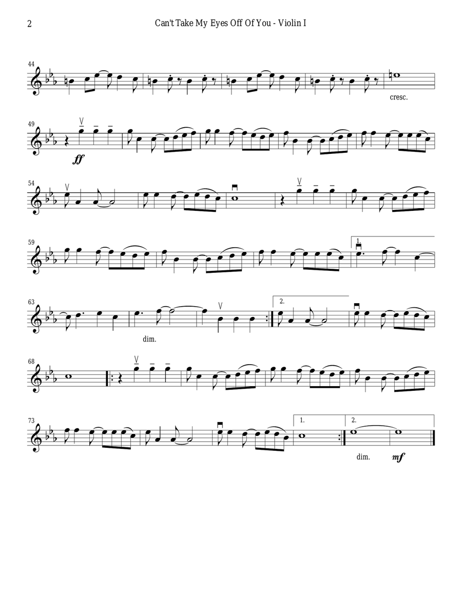 Can't Take My Eyes Off Of You String Quartet scores gallery preview page 2