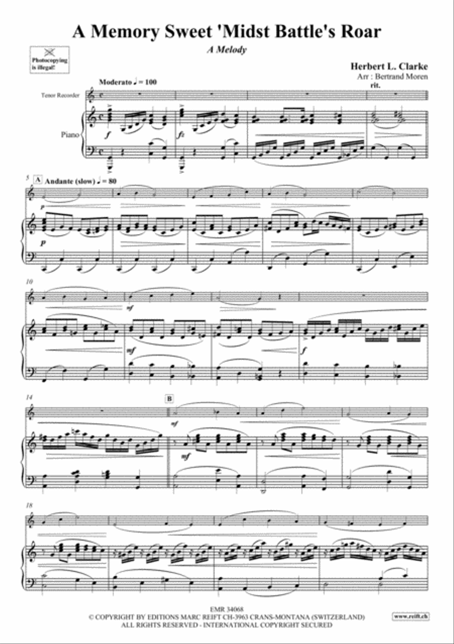 A Memory Sweet 'Midst Battle's Roar Tenor Recorder scores gallery preview page 3