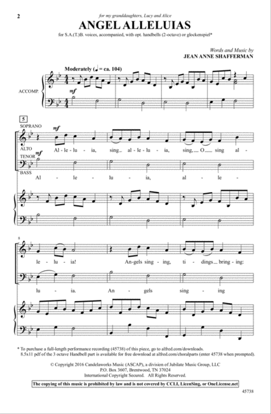 Angel Alleluias Angel Alleluias 4-Part scores gallery preview page 2