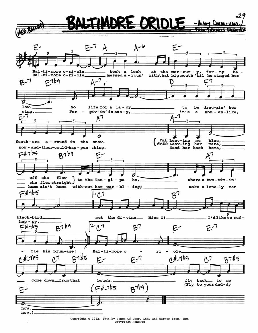 Baltimore Oriole (Low Voice) Low Voice scores gallery preview page 1