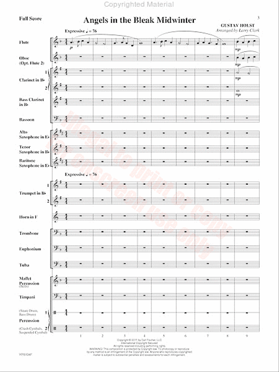 Angels in the Bleak Midwinter Concert Band scores gallery preview page 4
