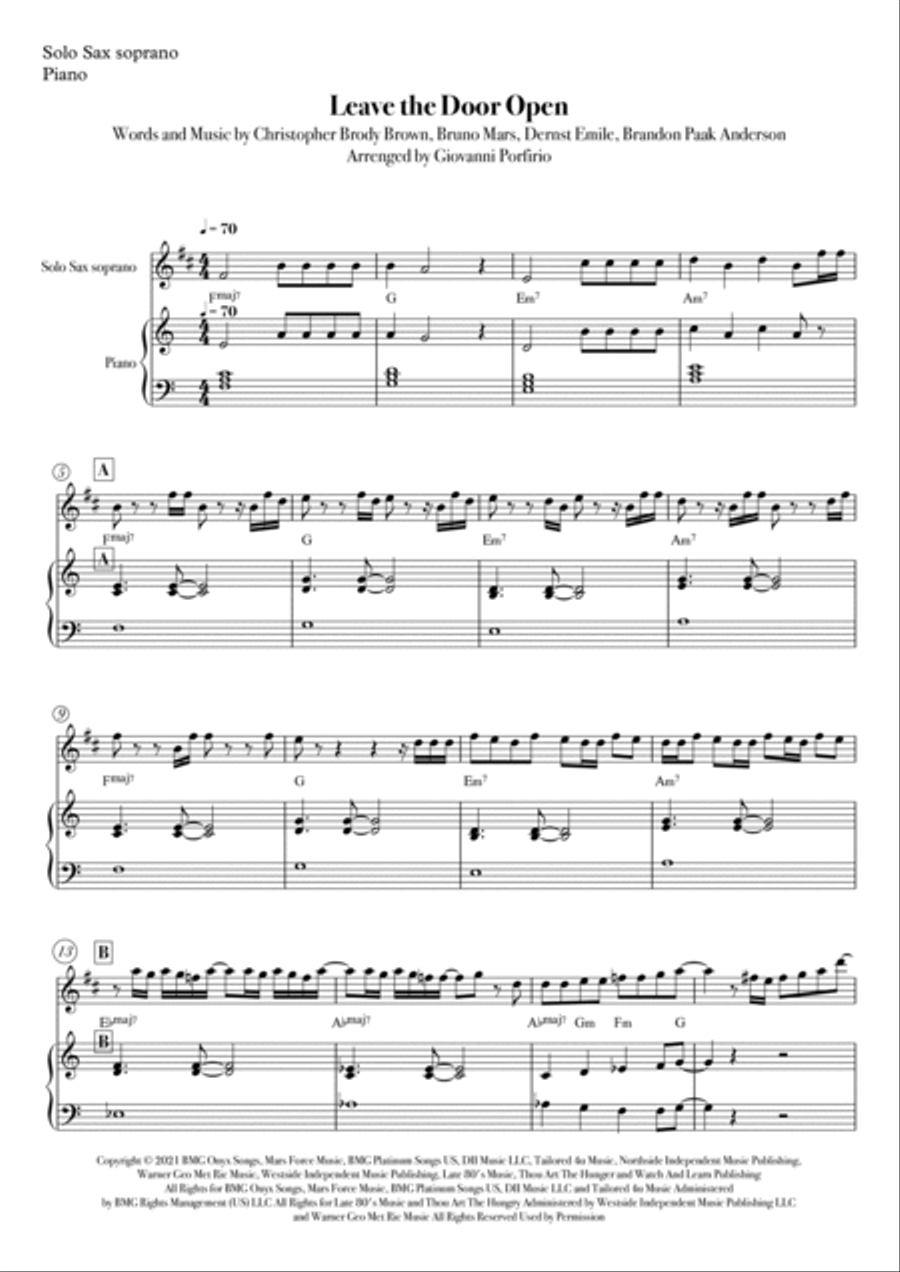 Leave The Door Open Woodwind Ensemble scores gallery preview page 2