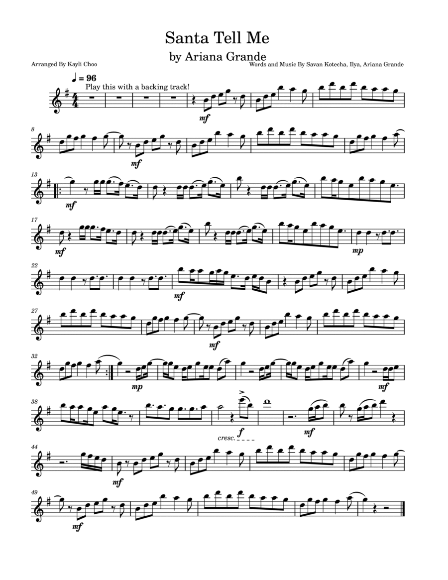 Santa Tell Me Violin Solo scores gallery preview page 1