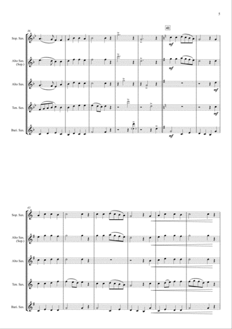 Ding Dong Merrily on High - for Saxophone Quartet Saxophone Quartet scores gallery preview page 5