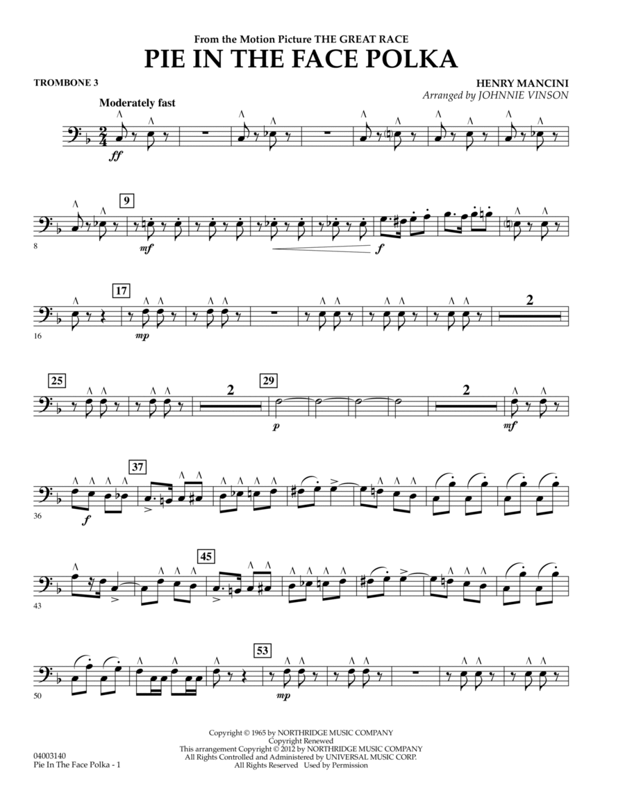 Pie In The Face Polka - Trombone 3 Concert Band scores gallery preview page 1