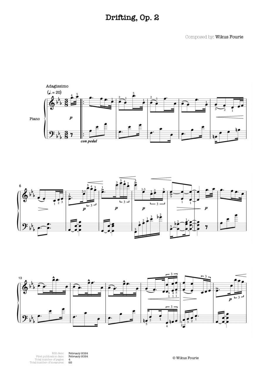 Drifting Piano Solo scores gallery preview page 1