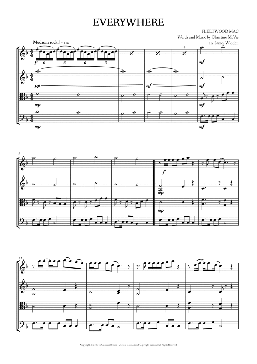 Everywhere String Quartet scores gallery preview page 1
