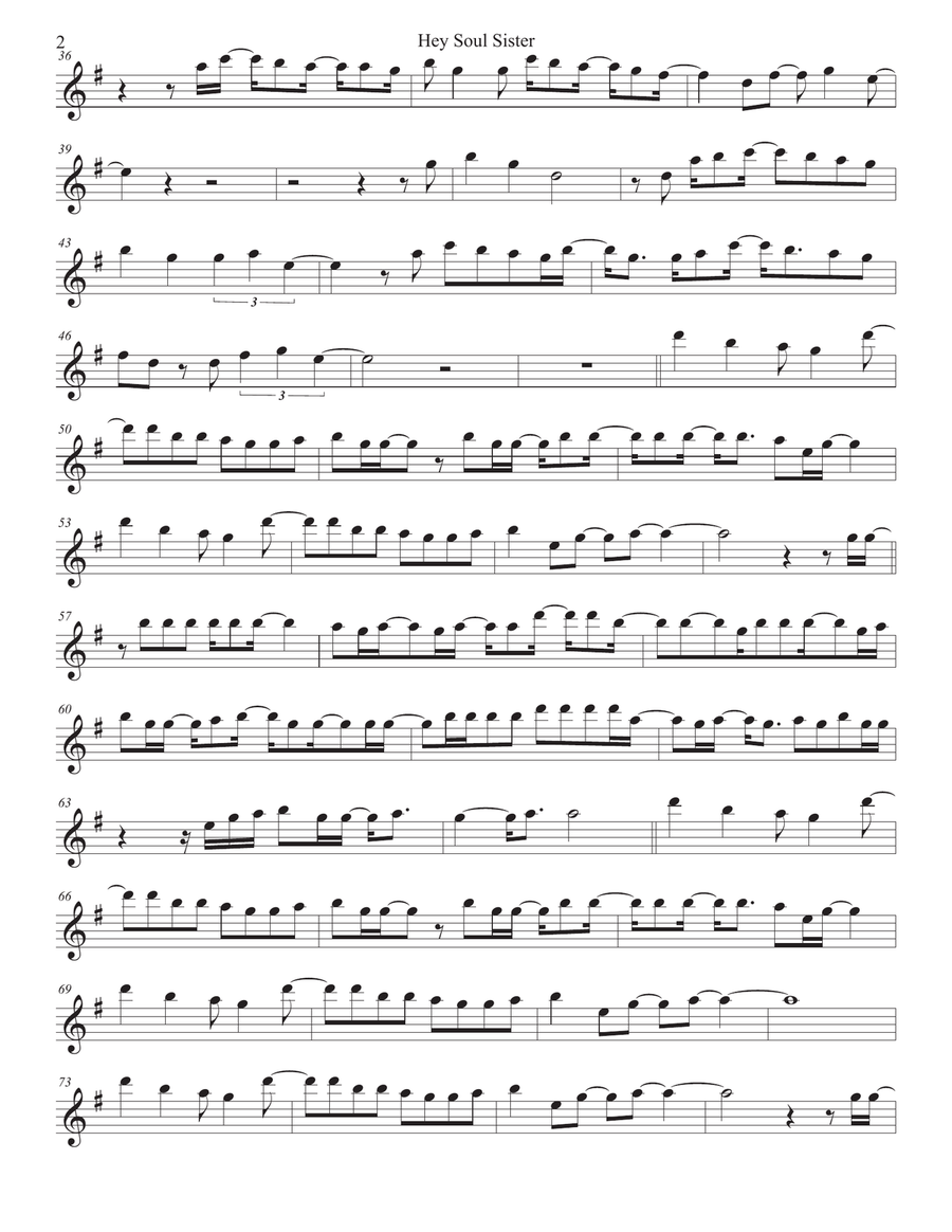 Hey, Soul Sister Tenor Saxophone scores gallery preview page 2