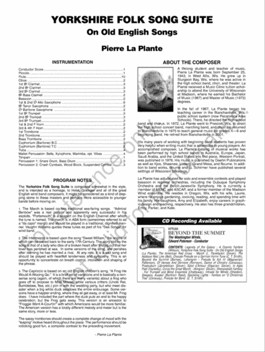 Yorkshire Folk Song Suite Concert Band scores gallery preview page 3