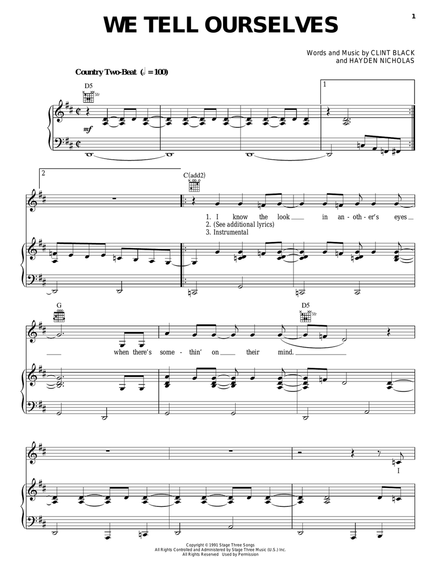 We Tell Ourselves Piano, Vocal, Guitar scores gallery preview page 1