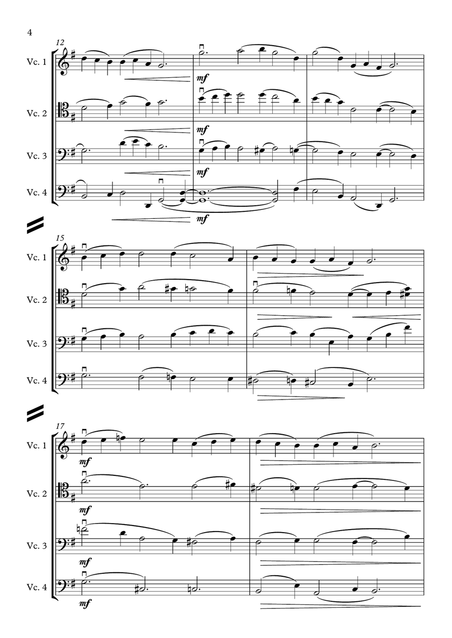 Pieds-en-l'air (Movement 5 from Capriol Suite) [Cello Quartet] Chamber Orchestra scores gallery preview page 4