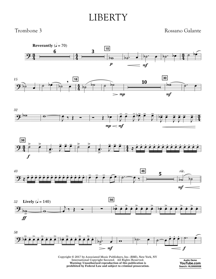 Liberty - Trombone 3 Trombone scores gallery preview page 1