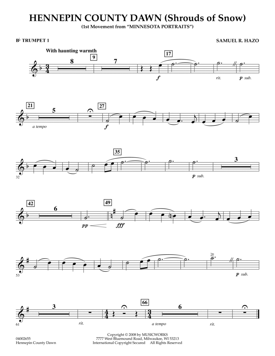 Hennepin County Dawn (Mvt. 1 of Minnesota Portraits) - Bb Trumpet 1 B-Flat Trumpet scores gallery preview page 1