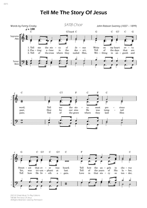Tell Me The Story Of Jesus - SATB Choir -W/Chords